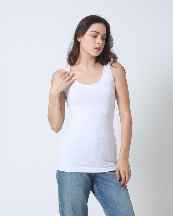 Women's Bamboo Singlet Fitted White
