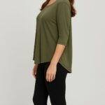 Women's bamboo top olive green side