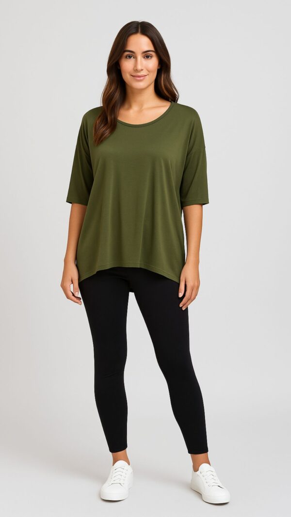 Whispers Women's bamboo top 3/4 sleeve front