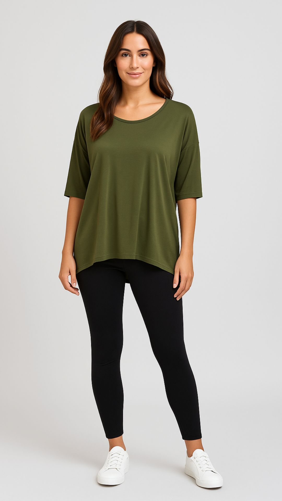 Whispers Women's bamboo top 3/4 sleeve front
