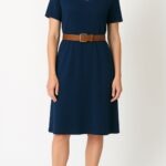 Women's bamboo short sleeve dress Navy