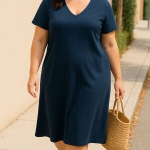 Women’s Bamboo V-Neck Dress Black – Whispers