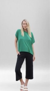 Women's Whispers Bamboo Cap Sleeve Tshirt Green 1