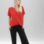 Whispers Bamboo Cap Sleeve Tshirt Red front 1
