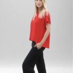 Women's Whispers Bamboo Cap Sleeve T-shirt Red side 1