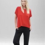 Whispers Bamboo Cap Sleeve Tshirt Red front 2
