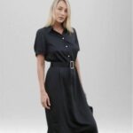 Cozee Bamboo Silk Dress Black Front View 1