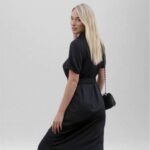 Cozee Women's Bamboo Silk Dress Black side view 3