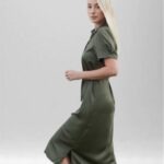 Cozee Women's Bamboo Silk Dress Green Side View 3
