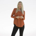 Cozee Women's Bamboo Top Long Sleeve Rust front 1