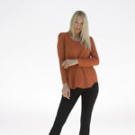 Cozee Women's Bamboo Top Long Sleeve Rust front 2