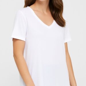 Women’s Bamboo V-Neck White T-Shirt
