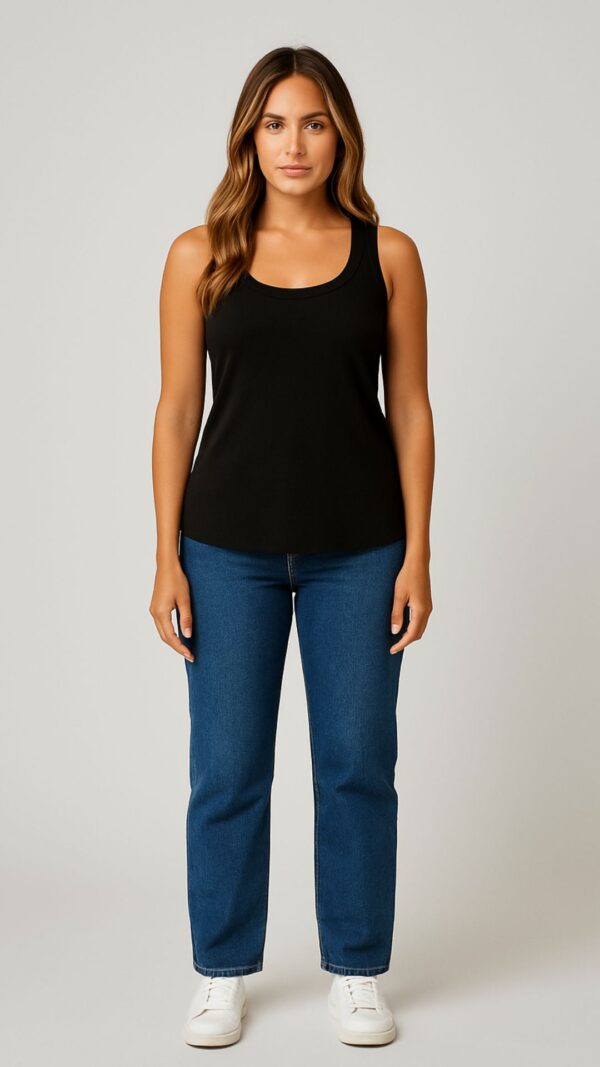 Whispers Bamboo Singlet Black 1