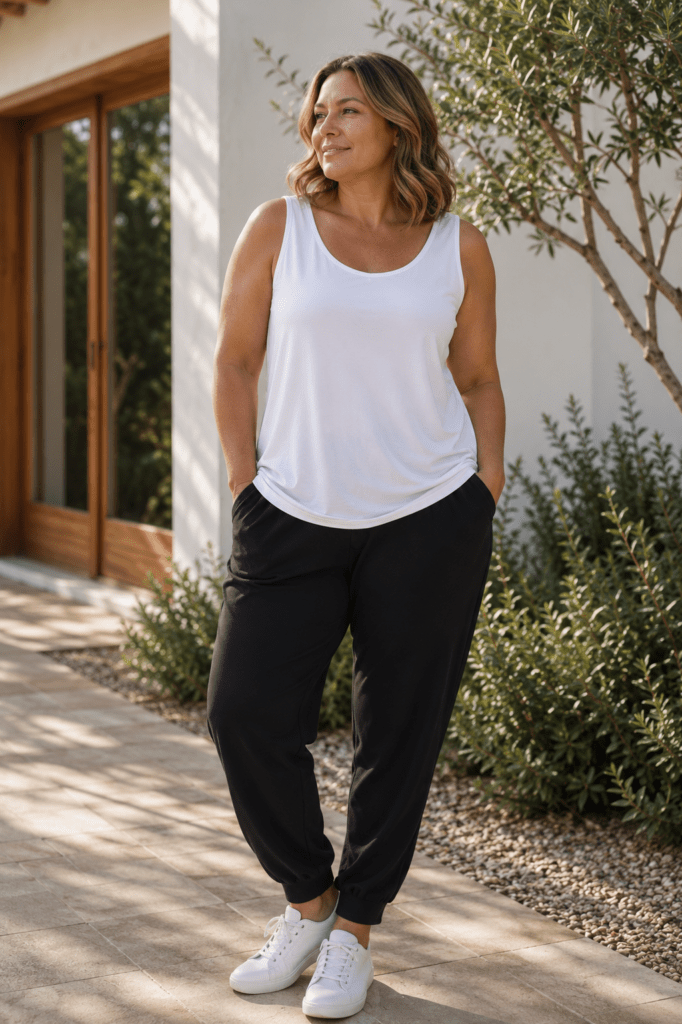 Cozee Relaxed bamboo singlet lifestyle front